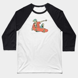 Retro Skater Skeleton Baseball T-Shirt